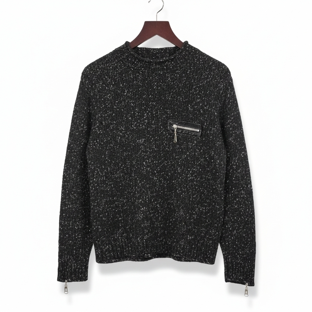 Luisa Cerano Wool Knit Mockneck Black White Sweater Size 14